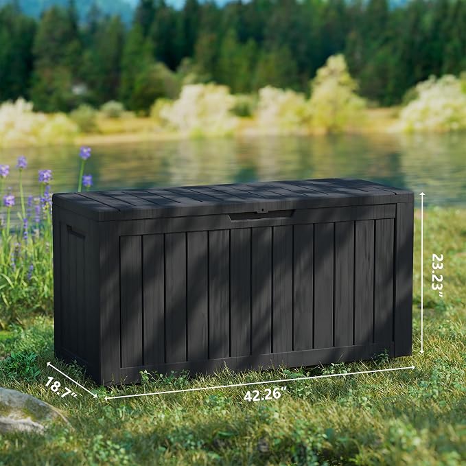 80 Gallon Outdoor Storage Box Waterproof, Resin Deck Boxes - Image 4