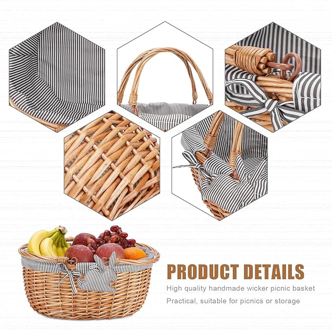G GOOD GAIN Oval Picnic Basket - Image 5