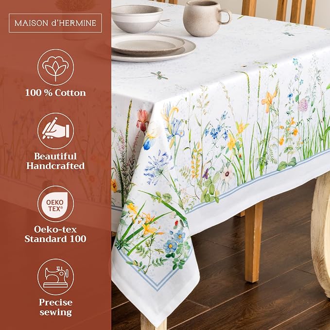 Maison d' Hermine Table Cloth Rectangle Table 100% Cotton 54 x 72 Inches - Image 2