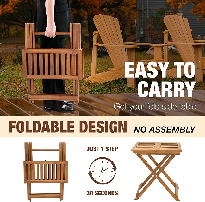 Folding Wooden Side Table – Premium Portable Foldable Table - Image 5