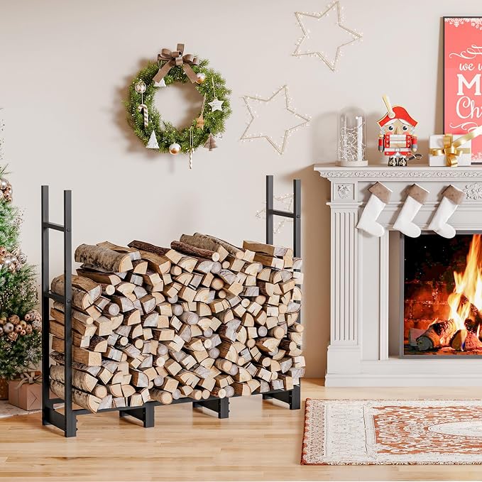 HOOBRO 4FT Firewood Rack with Cover, Outdoor Firewood Log Rack, Adjustable Log - Image 3