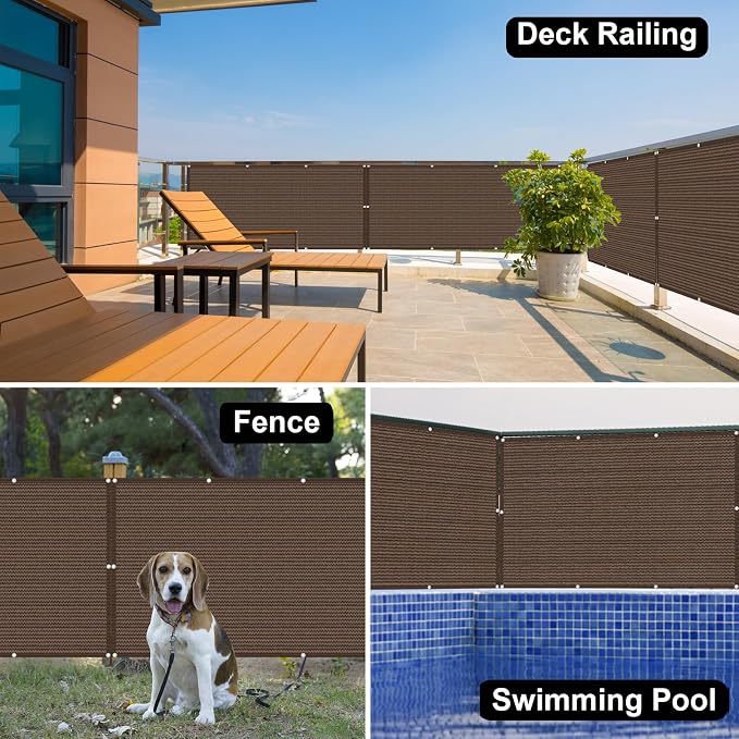 Eden's Decor Balcony Privacy Screen Brown 3'x 32' Cover Mesh Windscreen - Image 6