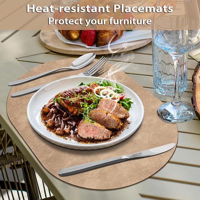 ADRIMER Placemats, Heat Resistant Oval Placemats Set of 8 Washable 12 x 17 Inch - Image 2