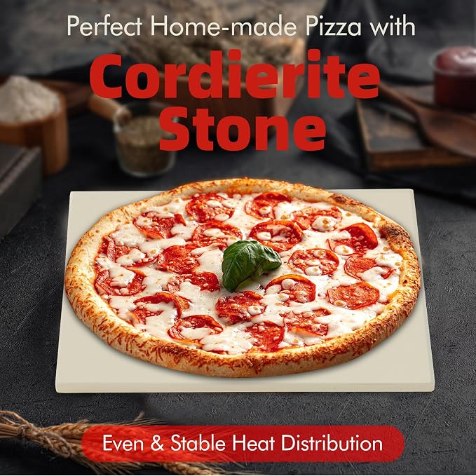 12.6" Square Pizza Stone, Heavy Duty Cordierite Pizza Pan - Image 2