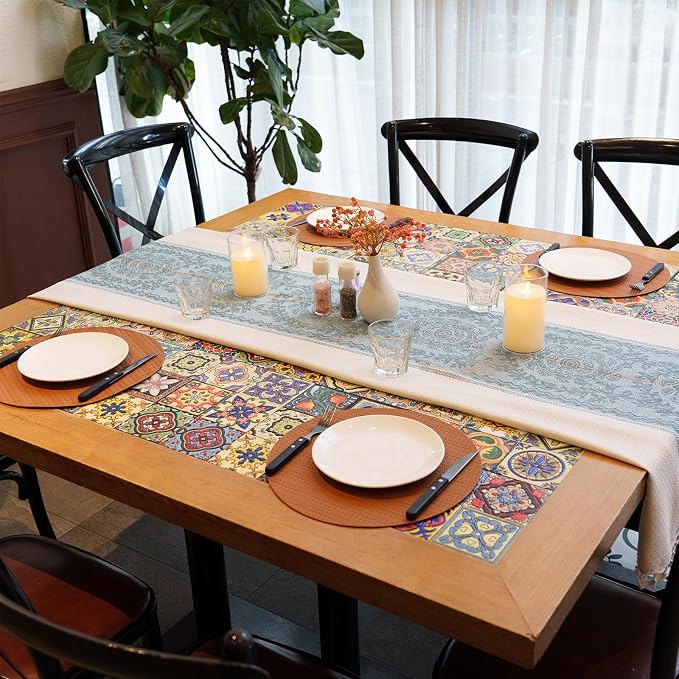 Round Faux Leather Placemats Set of 4 – 13 Inch Vinyl Table Mats, Heat Resistant - Image 2