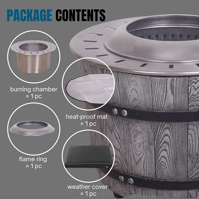 Afterglow Smokeless Fire Pit, 20.5" Round Wood Burning Stainless Steel Top and - Image 4
