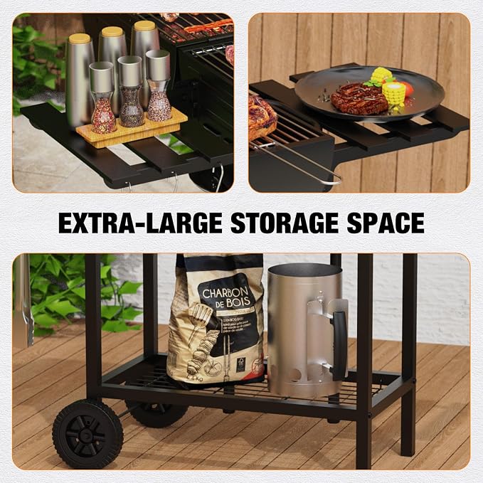 Extra Large Charcoal Barbecue Grill, 871 Sq. In. Cooking Space, Outdoor Barrel - Image 7