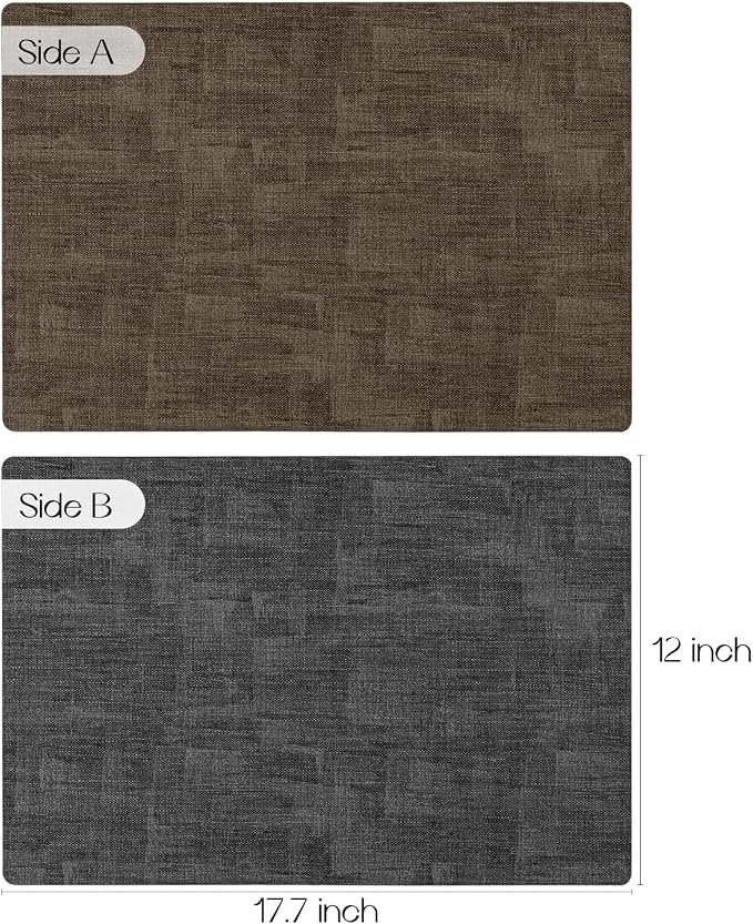 Romanstile Reversible Vinyl Placemats Set of 4, Faux Leather 100% Waterproof - Image 2