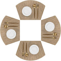 SHACOS Wedge Shape Placemats Set of 4 Woven Vinyl Round Table Placemat Curved by SHACOS