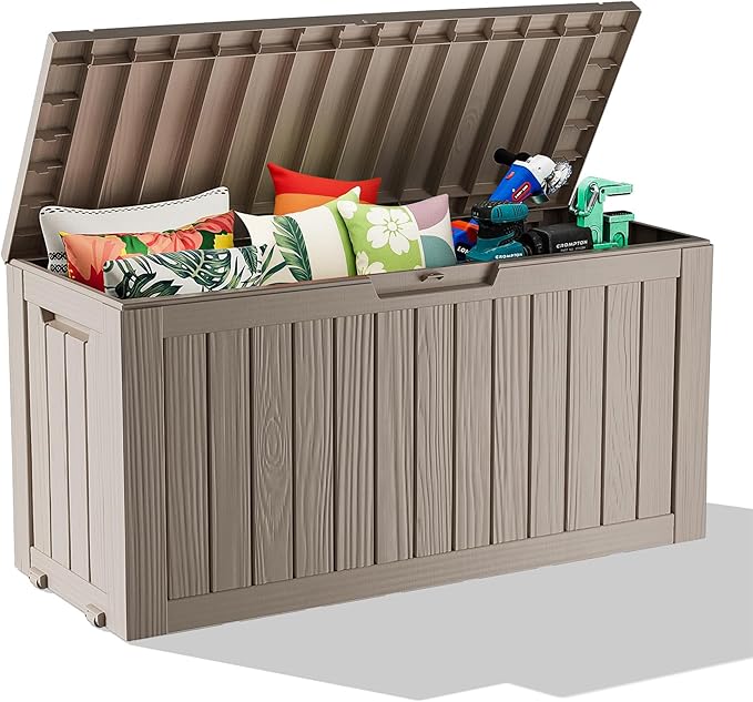 80 Gallon Waterproof Resin Deck Box, UV Resistant Outdoor Storage by KFY