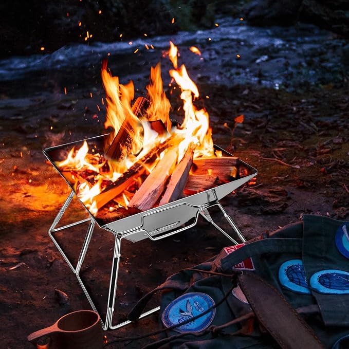 Odoland Folding Campfire Grill, 304 Stainless Steel Grate Barbeque Grill - Image 7