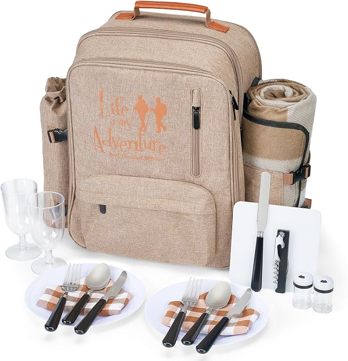 24L Insulated Picnic Basket Leak Proof Picnic Backpack by AWBRIDAL
