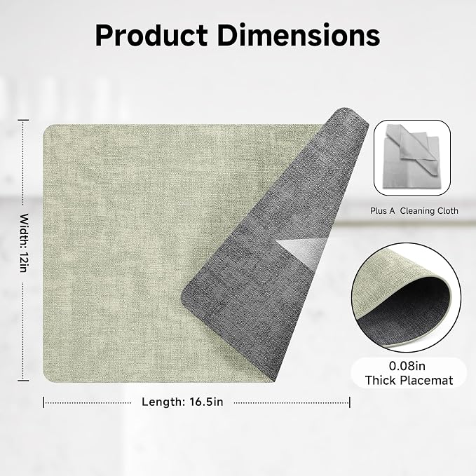 Faux Leather Vinyl Placemats Set of 4 Wipeable Heat Resistant Place Mats 100% - Image 5