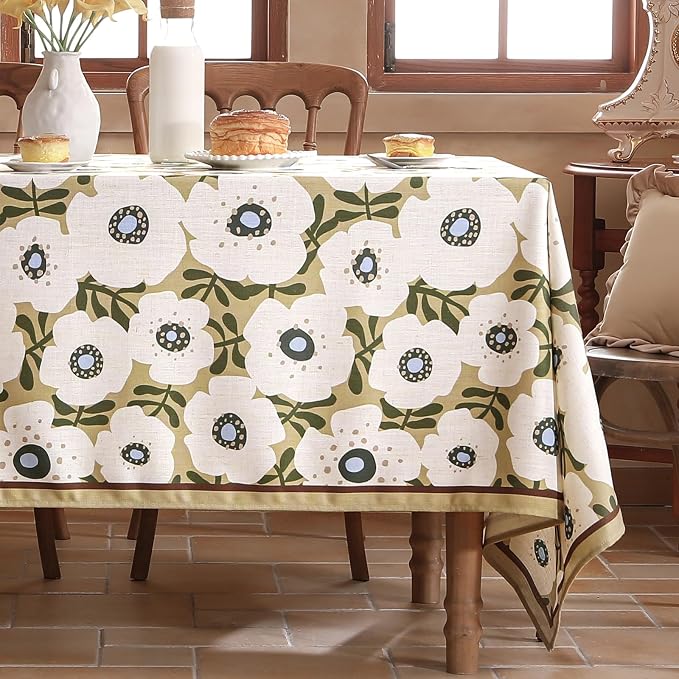 Designer Vintage Rectangular Tablecloth, Linen French Extra Long Tablecloth - Image 2