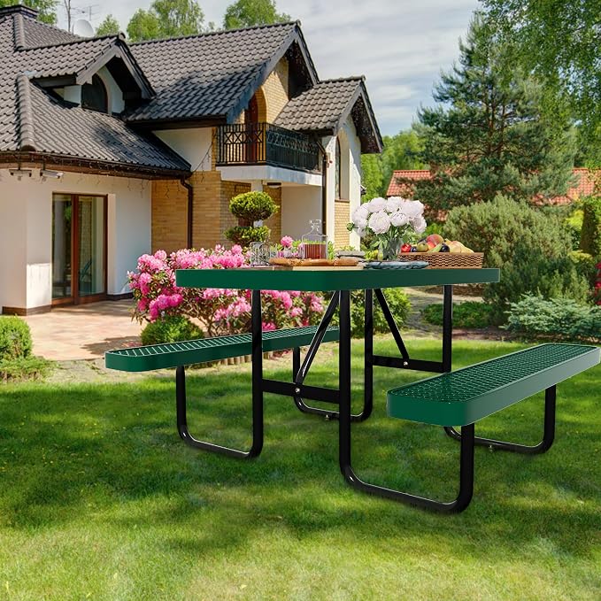 4FT Rectangular Metal Picnic Table - Image 2