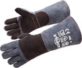Fireplace Gloves Fire Heat Resistant: Dark-Grey 16IN 932℉ by RAPICCA
