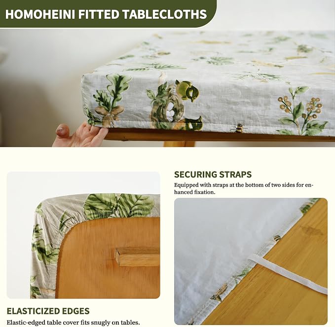 Rectangle Picnic Table Cloth, Elastic Waterproof Fitted Vinyl Tablecloths - Image 2