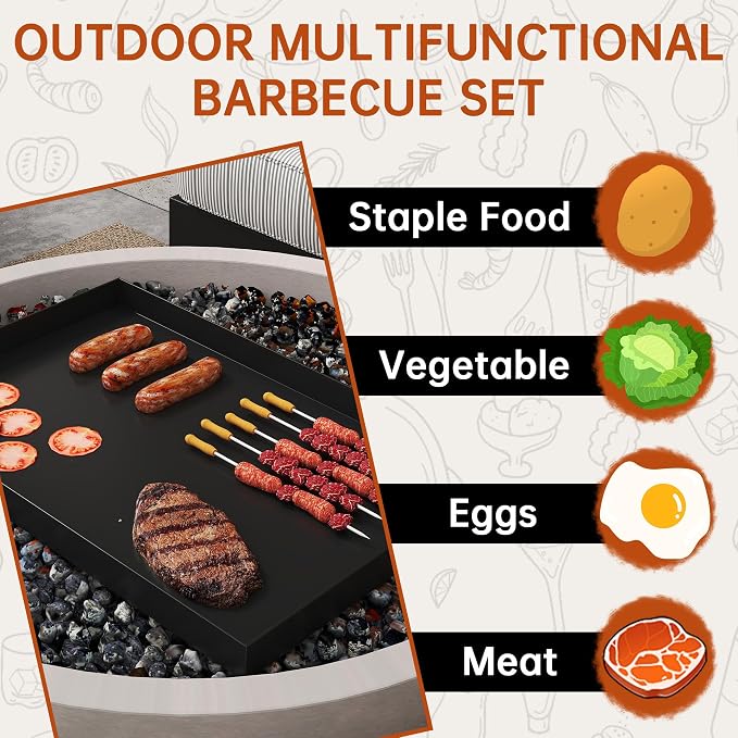 Folding Campfire Grill grate, Compact Height-Adjustable Fire Pit Grilling Grate - Image 2