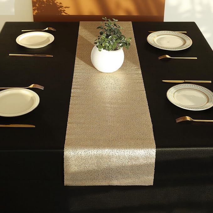 Fave Gold Table Runners 60 Inches Heat Resistant Table Runner Line Shaped Short - Image 8