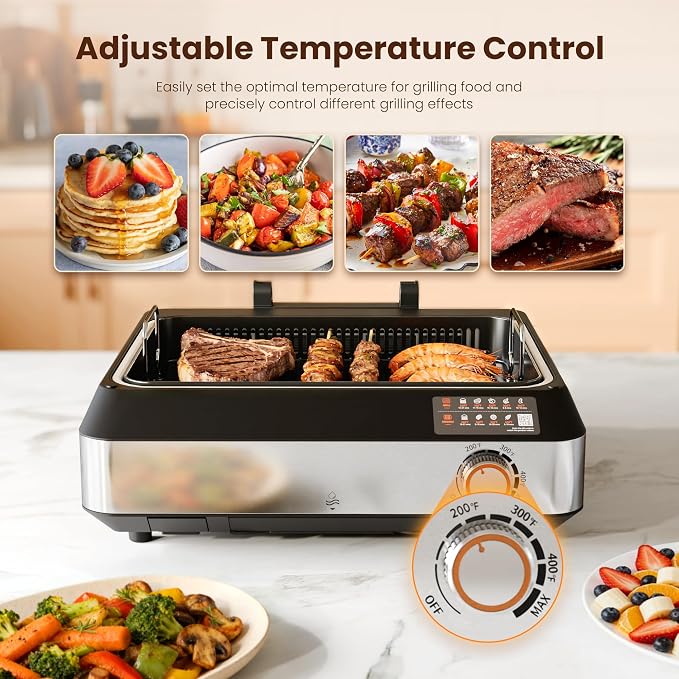 Kismile 2-in-1 Griddle and Indoor Grill, Electric Smokeless Grill - Image 3