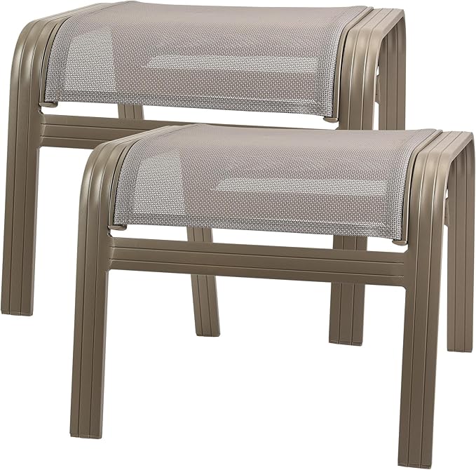 Outdoor Ottoman Patio Footstools Assembled Aluminum Footrest Side Table Small by Deguifei