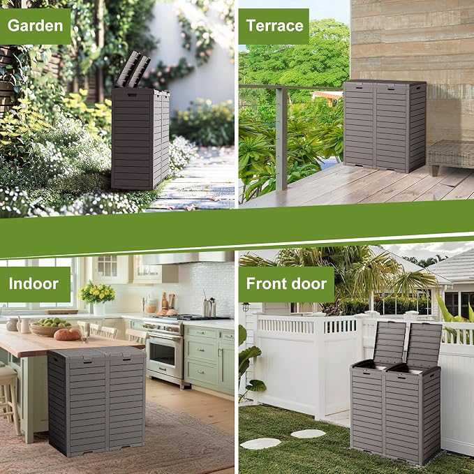 Outdoor Trash Can with lid, Waterproof, UV-Resistant Resin Garbage Can - Image 7