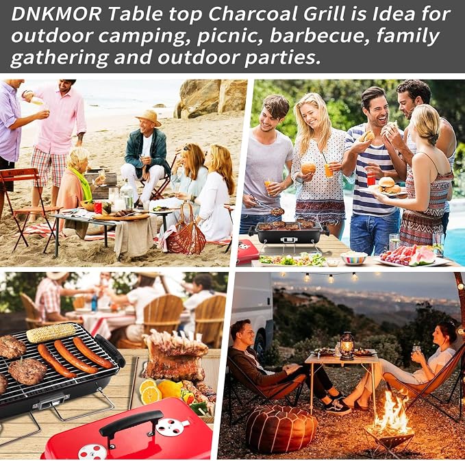 Portable Charcoal Grill, Tabletop Outdoor Barbecue Smoker, Small BBQ Grill - Image 8