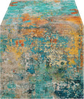 OYIMUA Modern Abstract Teal Yellow Colorful Table Runner 13 x 36 Inches Summer by OYIMUA