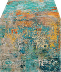 OYIMUA Modern Abstract Teal Yellow Colorful Table Runner 13 x 90 Inches Summer by OYIMUA