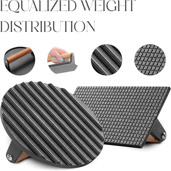 Bellemain Heavy-Duty Cast Iron Grill Press Set – Perfect Smash Burger Press & - Image 6