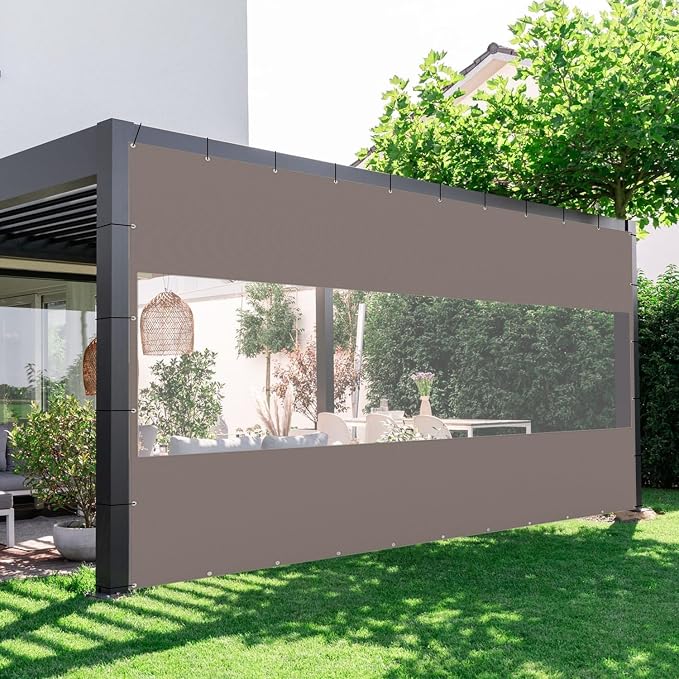 Domi Heavy Duty Outdoor Clear Panel Curtain, 18 oz Waterproof PVC Polyester - Image 2