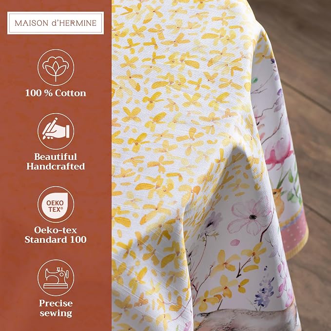 Maison d' Hermine Table Cloth Round Table 100% Cotton 63 Inches Tablecloth - Image 2
