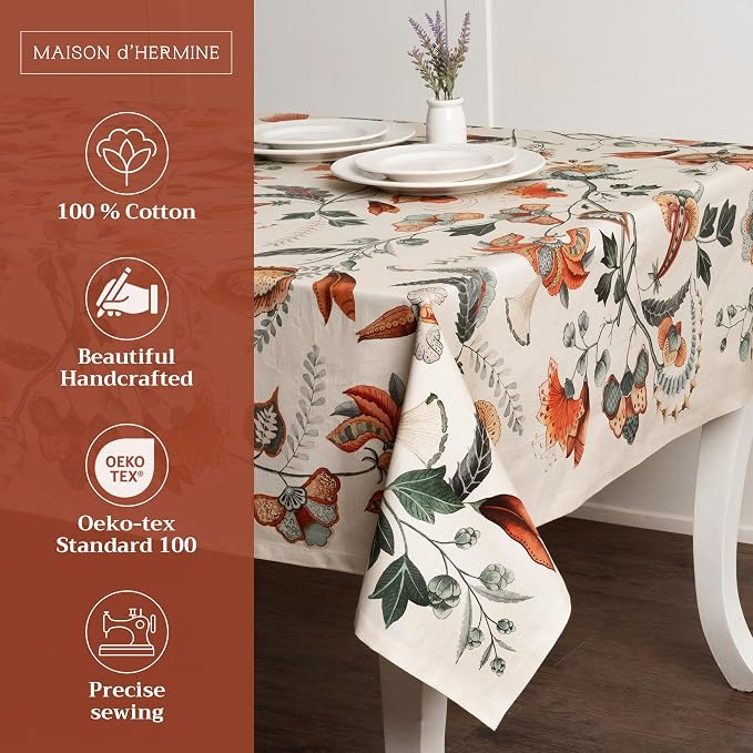 Maison d' Hermine Table Cloth Square Table 100% Cotton 60 x 60 Inches Fall - Image 2