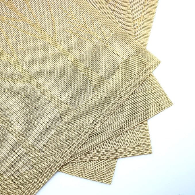 Gugrida Place Mats PVC Set of 6, Table Placemats Set of 6 PVC Washable Woven - Image 5