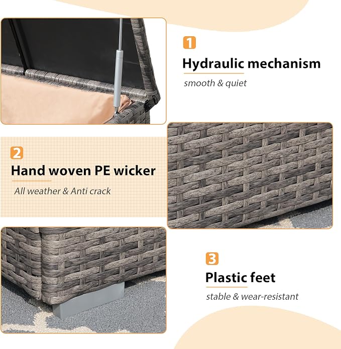 Super Patio Outdoor Patio Storage Box Waterproof, Wicker Storage Bin Deck Box - Image 4