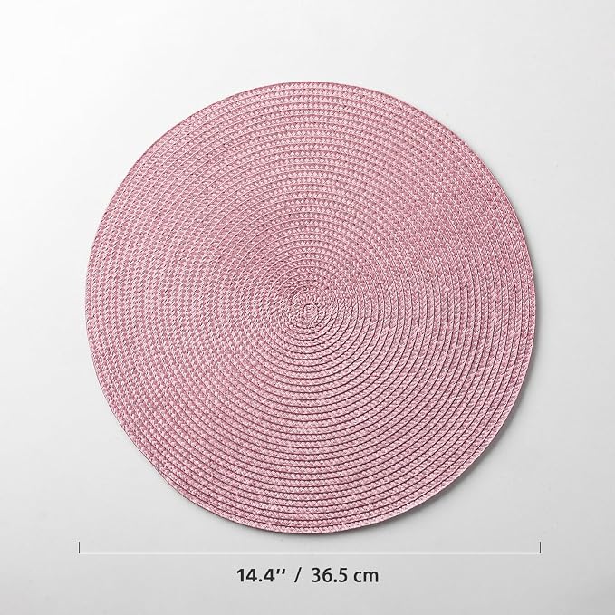 Round Placemats Set of 6 Plastic Woven Placemats Washable Wipeable Table Mats - Image 6