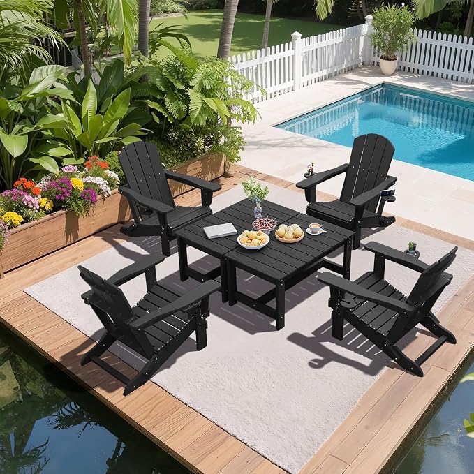 SERWALL Outdoor Coffee Table, HDPE Patio Coffee Table - Image 2