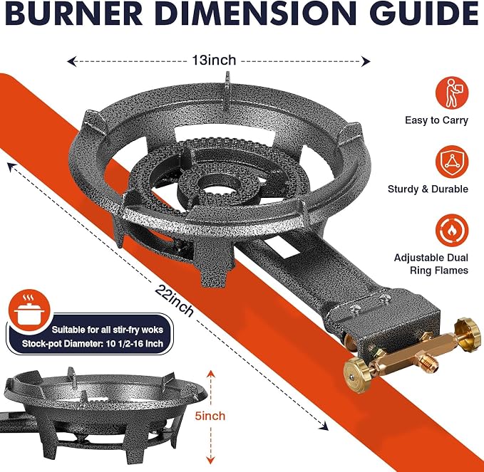 Llamaviva 90, 000 BTU Portable Propane Burner Stove Cast Iron Single Burner - Image 2