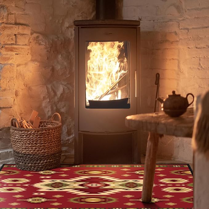 Demissle Cabin Fireplace Hearth Rug Fireplace Mats Cabin Southwestern Fireproof - Image 6