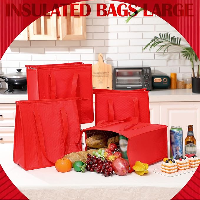 10 Pack Large Insulated Grocery Bags Reusable Shopping Bags - Image 6