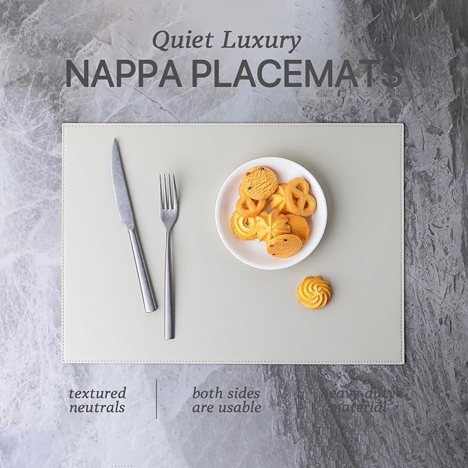 Faux Leather Placemats Set of 8 Vinyl Washable Wipeable Table Mats - Image 2