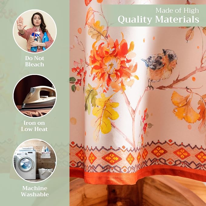 Maison d' Hermine Table Cloth Round Table 100% Cotton 63 Inches Fall Tablecloth - Image 3