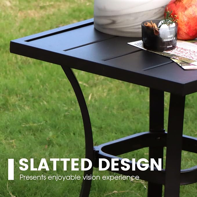 VICLLAX 18" Outdoor Side Table Small Patio End Table Square Bistro Coffee Table - Image 5