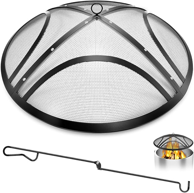 Fire Pit Spark Screen, Upgraded 27 Inch Outdoor Fire Pit Screen by TUSGENK