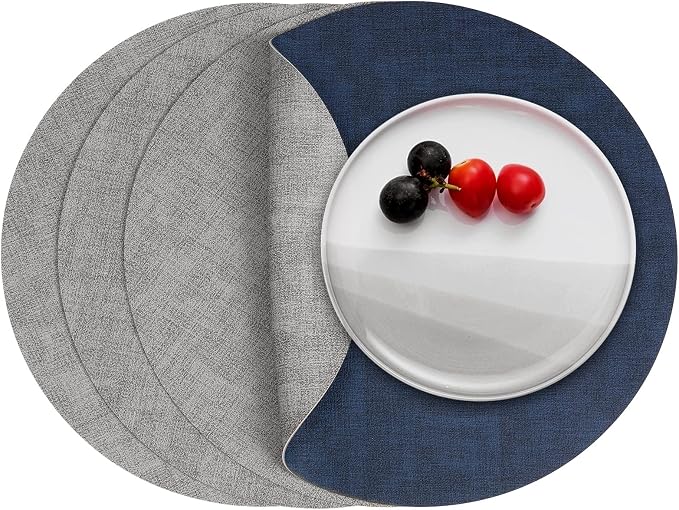 Myir JUN Round Placemats Dual Sided, Faux Leather Place Mats Set of 4 Indoor by MyirJUN