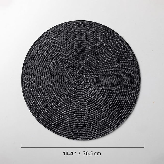 Round Placemats Set of 6 Plastic Woven Placemats Washable Wipeable Table Mats - Image 6