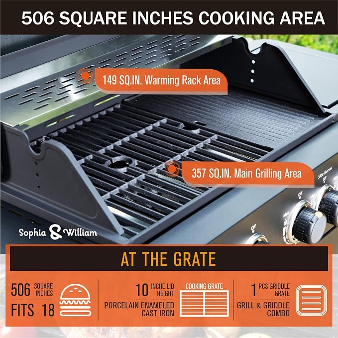 Sophia & William 4-Burner Gas BBQ Grill - Image 3