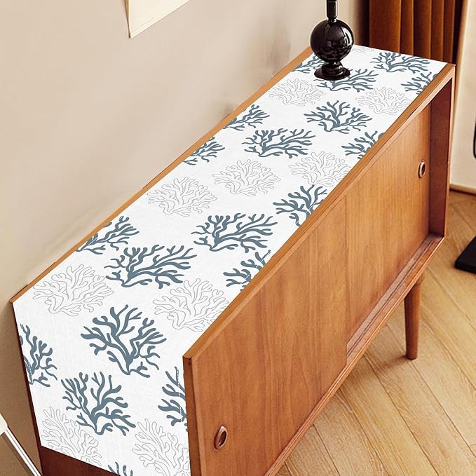 Coastal Table Runner, Summer Seasonal Beach Coral Nautical Tropical Ocean - Image 3