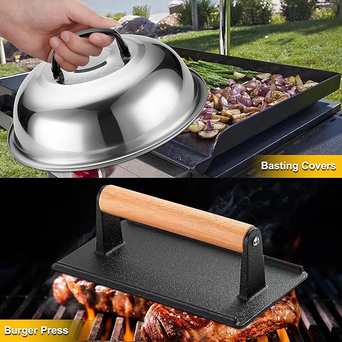 Barbecue Tool Set, 132-Piece Stainless Steel Griddle Kit with Carrying Bag
