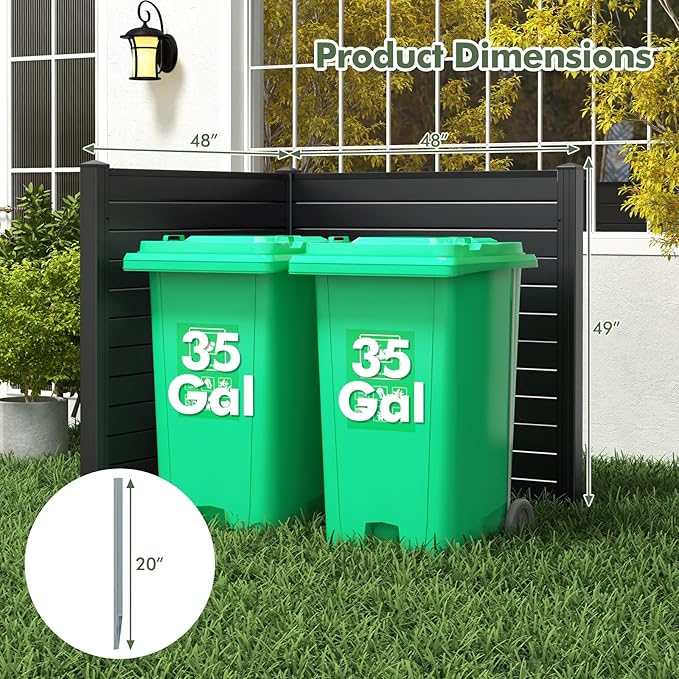 Giantex 2 Panels Outdoor Privacy Screen, Trash Can Enclosure - Image 3